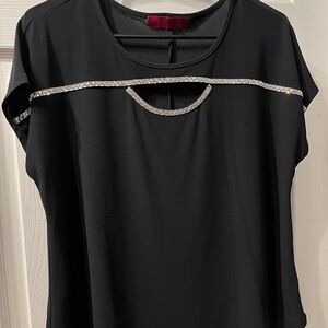 Scarlett Black Blouse with Silver Trim